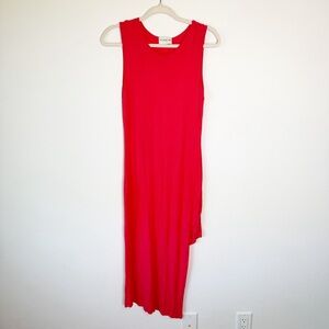 ELOHIM by Sabrina Goh Red Asymmetrical Hem Sleeveless‎ Midi Dress Small